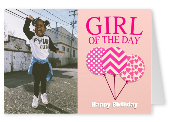 girl of the day happy birthday postcard