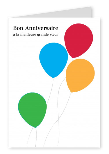Cartão de aniversário balões multicoloridos
