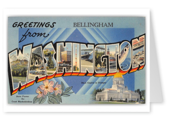 Bellingham Washington Greetings Large Letter State Capitol