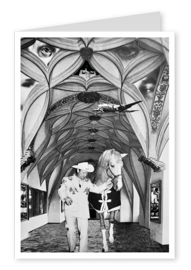 surréaliste en noir et blanc collage par Belrost de cow-boy