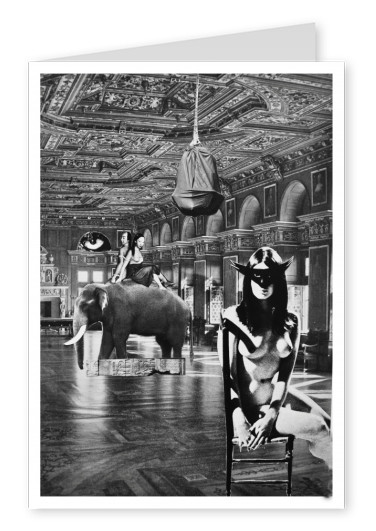 belrost collage surréaliste éléphant fille nue