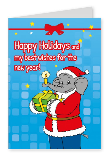 Benjamin The Elephant Happy Holidays Merry Christmas Cards Send Real Postcards Online