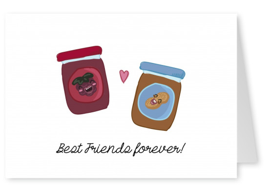 Card with peanut butter and jelly jam - best friends forever