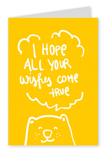 yellow card with bear and happy birhtday wishes