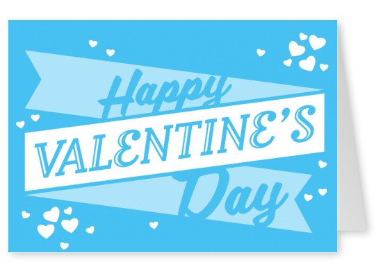 blue retro postcard valentines day