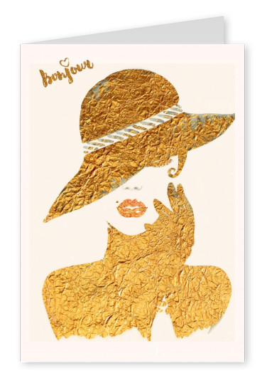 Kubistika female model with hat in gold