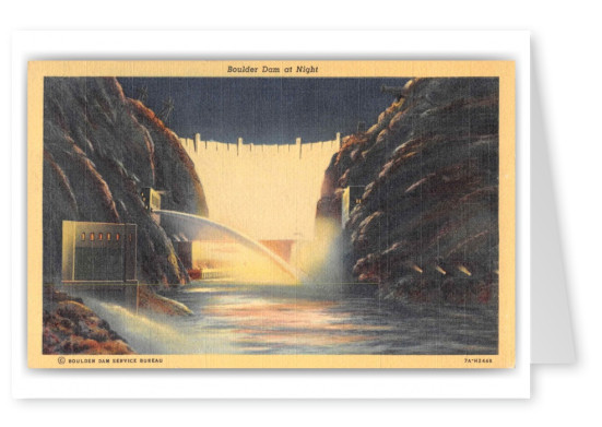 Boulder Dam Nevada at Night Scenic View