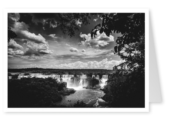 black n white photography of impressive waterfall
