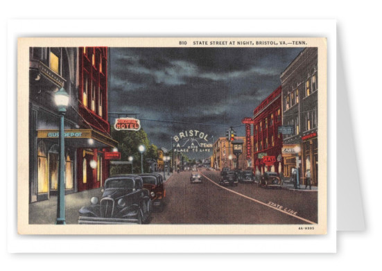 Bristol Virginia Tennessee State Street at Night