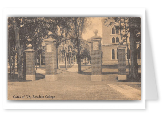 Brunswick Maine Gates Of 78 Bowdoin College Vintage Antique Postcards Send Real Postcards Online