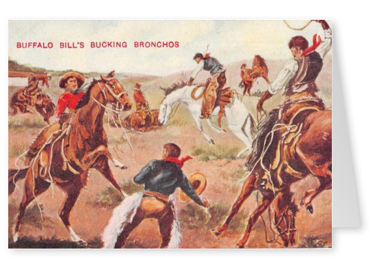 Buffalo bill's Wild West Tronzado Bronchos de Antigüedades Postal 