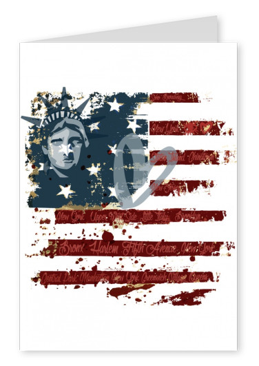 illustrazione Occhio-amore bandiera USA e statua della libertà