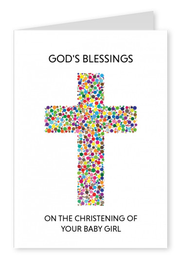 Christina cross made of colourful dots on white ground