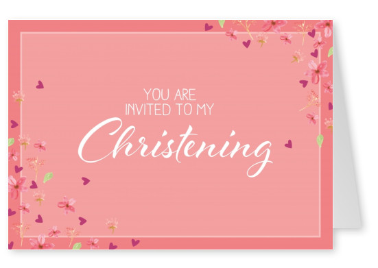Christening invitaion card in pink