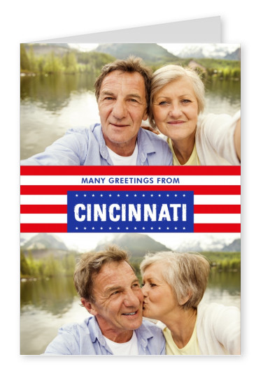 Cincinnati greetings in US Flag design