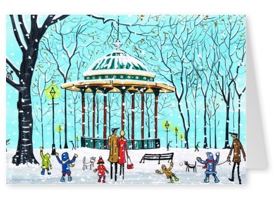 Illustration Södra London Konstnären Dan Clapham musikpaviljongen snöiga