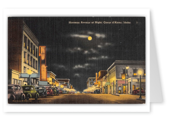 Coeur d'Alene, Idaho, Sherman Avenue at night