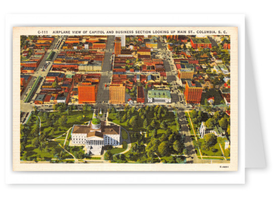 Columbia, South Carolina, aerial view of capitol and business section