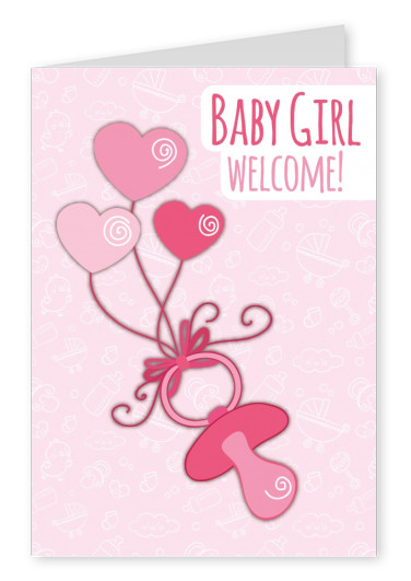 Baby Girl Welcome-Lettering on patterned background