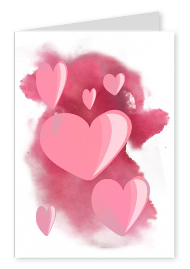  Durante la noche el Diseño del corazón de la acuarela de color rosa
