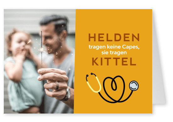 cartão-postal dizendo Helden tragen keine Capes, sie tragen Kittel