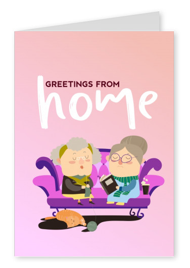 cartolina dicendo Saluti da casa