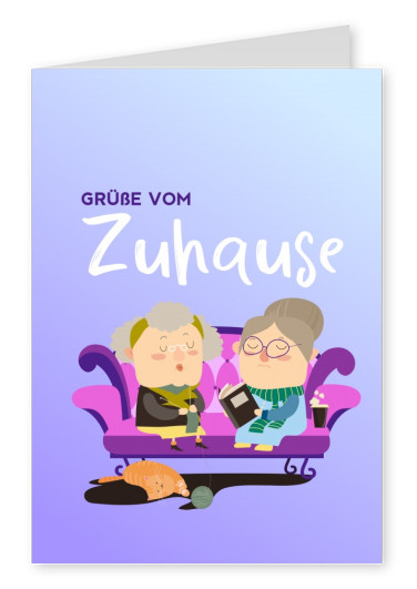 vykort säger Hälsningar från Zuhause