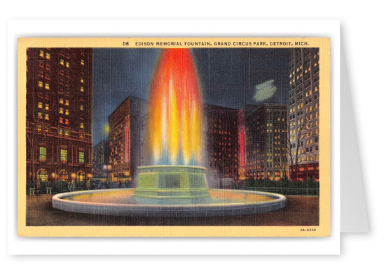 Detroit Michigan Grand Circus Park Edison Memorial Fountain at Night