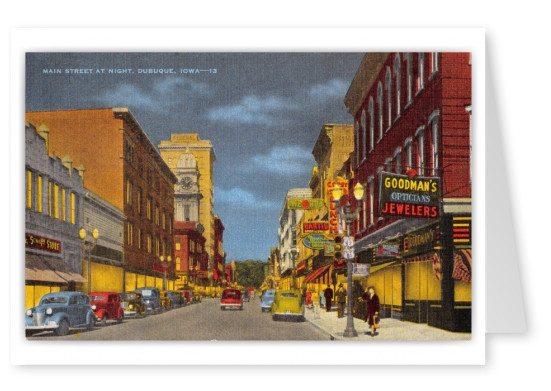 Dubuque, Iowa, Main Street at night