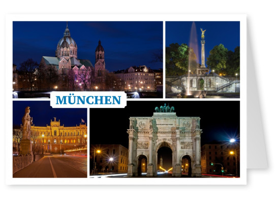 photo collage de varias fotos de Munich por la noche