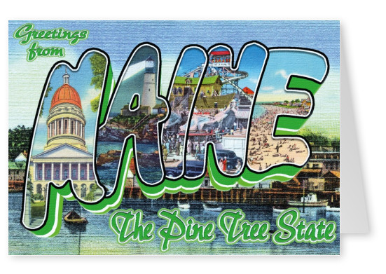 vintage tarjeta de felicitación de Maine