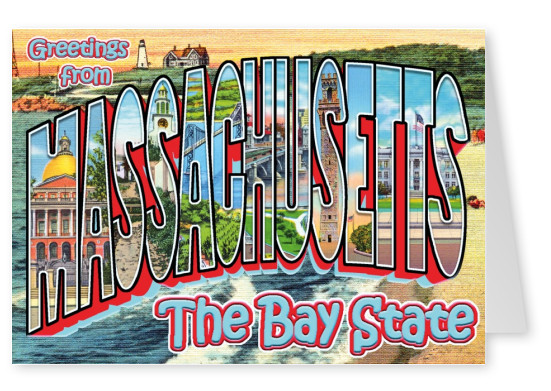 Massachusetts vintage cartão de saudação