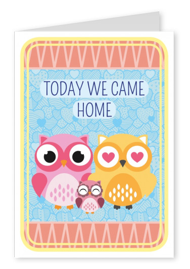 Today we came home-lettering with owls on a cute backround