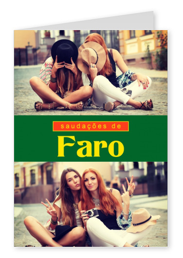 Faro salutations en langue portugaise vert, rouge et jaune