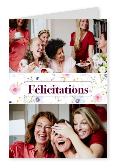 félicitations encadré decor floral