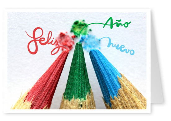 Feliz Año Nuevo con lápices de colores