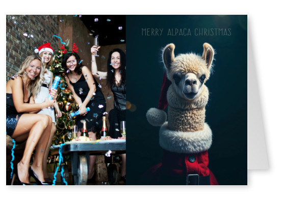 cartão de felicitações Feliz Natal Alpaca