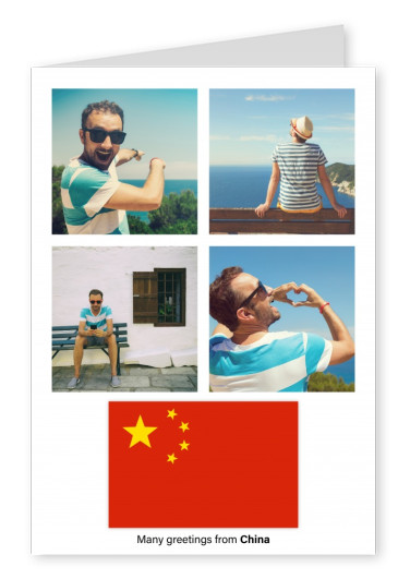 Cartão-postal com a bandeira da China