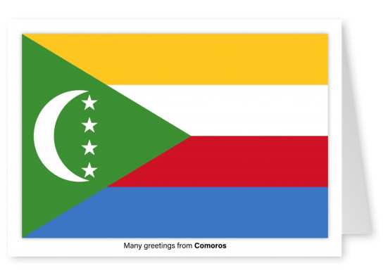 Cartão-postal com a bandeira de Comores