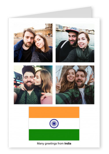Cartão-postal com a bandeira da Índia