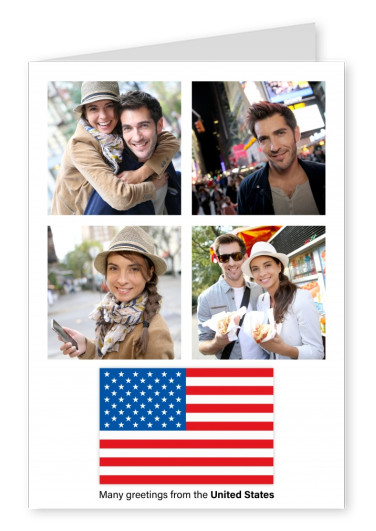 Cartão-postal com a bandeira dos Estados Unidos