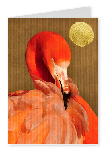 Kubistika Flamingo with golden sun