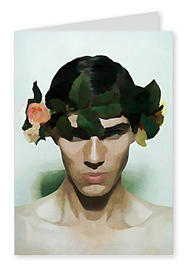 Kubsitika man wearing flower bouquet in his head