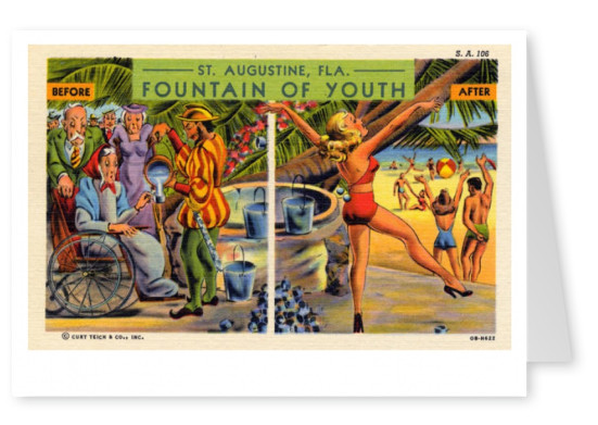 Curt Teich carte Postale de la Collection des Archives de la Fontaine de la jeunesse de St Augustine, en Floride