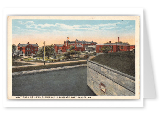 Fort Monroe, Virginia, Moatt, Hotel Chamberlin in the distance