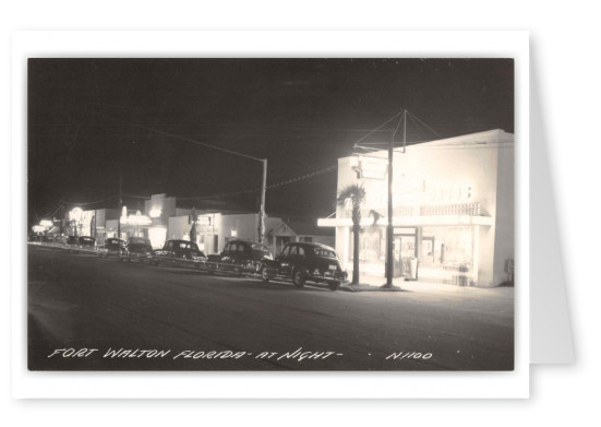 Fort Walton Florida Street Scene at Night