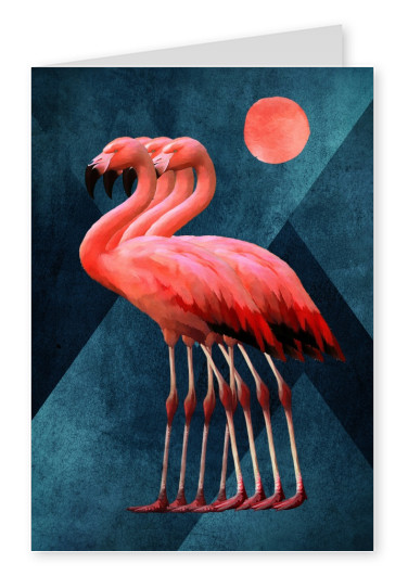 Kubistika four Flamingos