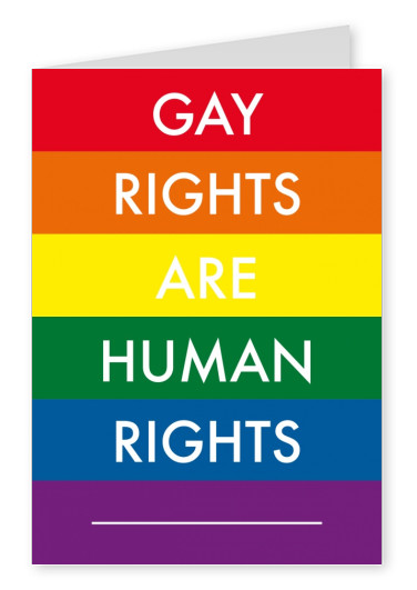white lettering on rainbow flag