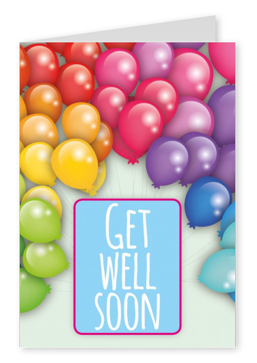 colorful balloons postcard motive get well soon