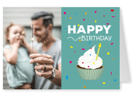 muffin happy birthday greeting card design